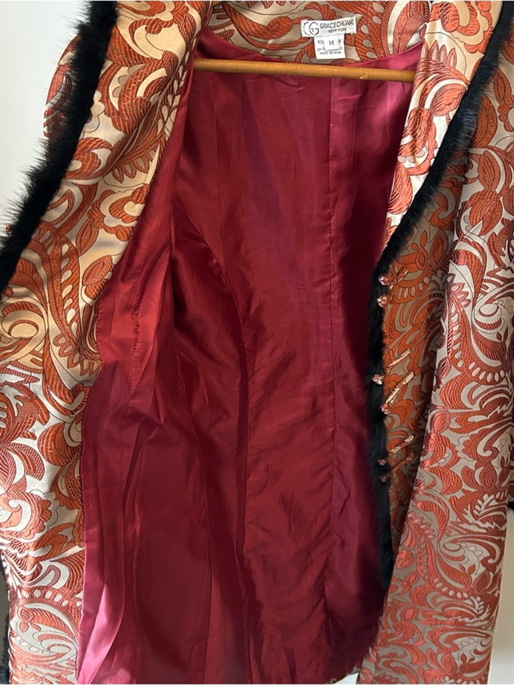 100% SILK Brocade Jacket Mandarin Collar Frog Closure Vintage Glam Statement - Picture 6 of 16